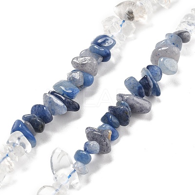 Natural Quartz Crystal & Blue Aventurine(Dyed & Heated) Beads Strands G-L610-A28-01-1