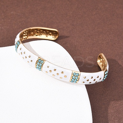 304 Stainless Steel Enamel Cuff Bangles for Women BJEW-H637-02B-G-1