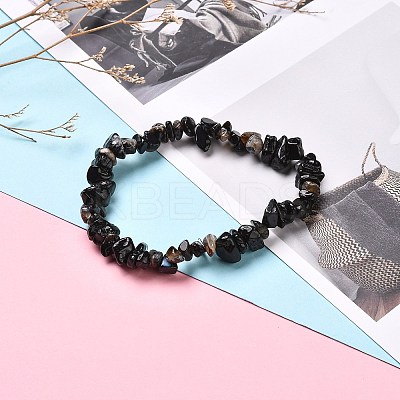 Natural Mixed Stone Chip Beaded Stretch Bracelets for Girl Women BJEW-JB06647-1