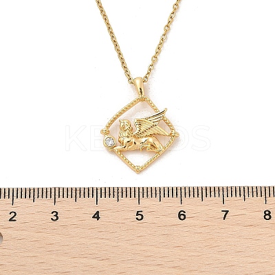 Brass Clear Cubic Zirconia Pendant Necklaces for Women NJEW-R018-02G-02-1