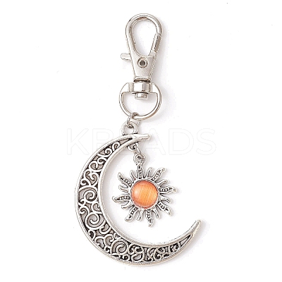 4Pcs Moon & Sun Alloy Pendant Decorations HJEW-JM01596-1