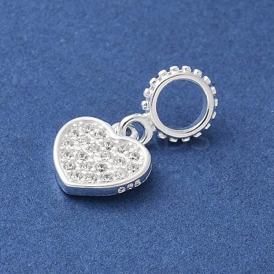 925 Sterling Silver Clear Cubic Zirconia Heart European Dangle Charms LS-STER-H115-07S-1
