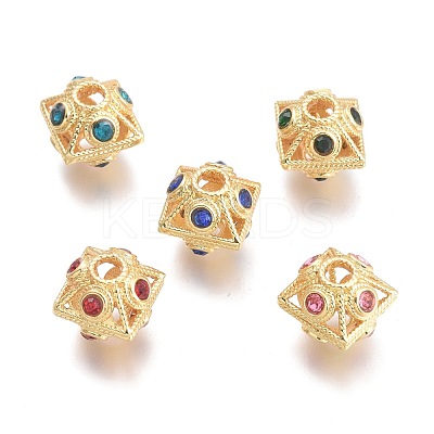 Brass Micro Pave Cubic Zirconia Beads KK-P187-26-G-1