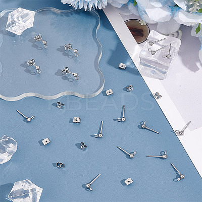 304 Stainless Steel Stud Earring Findings STAS-UN0060-01C-1
