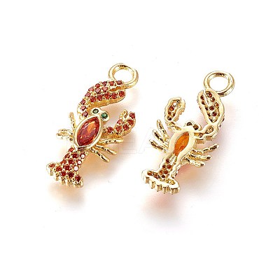 Brass Micro Pave Cubic Zirconia Pendants X-ZIRC-L075-25A-G-1