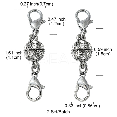 1Pc Alloy Crystal Rhinestone Magnetic Clasps LS-ALRI-YW0001-11B-1