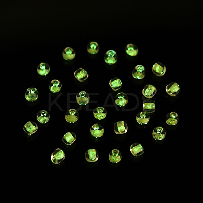 Glow in the Dark Luminous Transparent 8/0 Glass Seed Beads SEED-YWC0001-01G-1