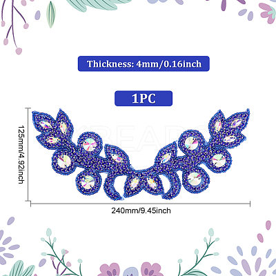 Flower Pattern Rhinstone Appliques AJEW-FG0002-40C-1