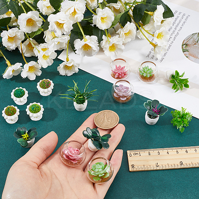 26Pcs 16 Styles Resin Flower Potting Display Ornaments DJEW-GF0001-67-1