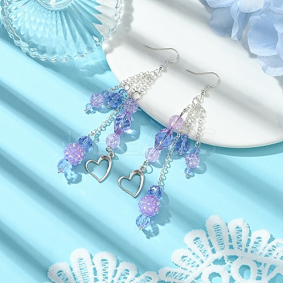 Brass Heart Dangle Earrings EJEW-FS00044-1