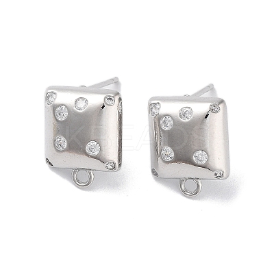 Brass Micro Pave Cubic Zirconia Stud Earring Findings KK-E107-12P-1