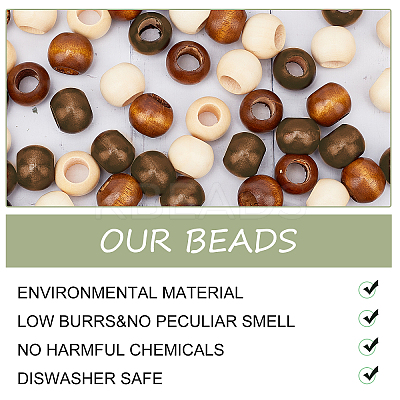 150 Pcs 3 Colors Wooden Beads WOOD-PH0001-49-1