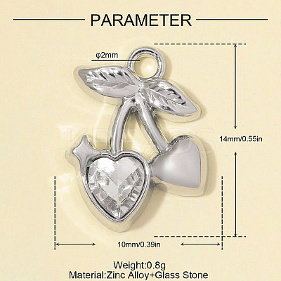 Zinc Alloy with Glass Charms GL-OY001-08P-1