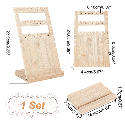 36-Hole 3-Row Wood Jewelry Display Stands EDIS-WH0016-007A-1