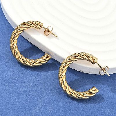 304 Stainless Steel Half Hoop Earrings EJEW-F257-10G-1
