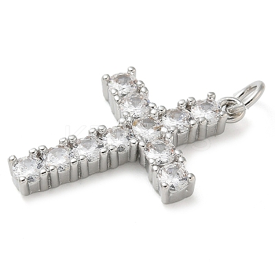 Rack Plating Brass Micro Pave Cubic Zirconia Pendants KK-K392-17A-P-1