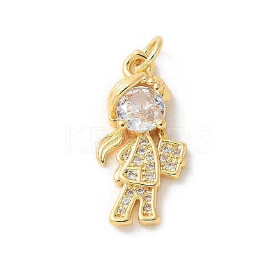 Brass Micro Pave Cubic Zirconia Pendants KK-P292-21H-G-1