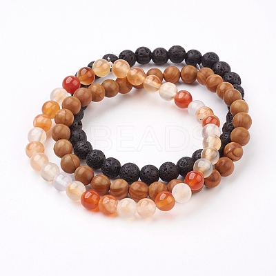 Natural Mixed Stone Stretch Bracelets BJEW-JB03600-1