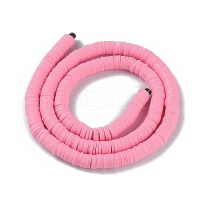 Flat Round Handmade Polymer Clay Beads CLAY-R067-6.0mm-28-1