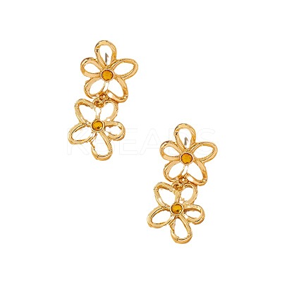 Flower Alloy & Rhinestone Dangle Stud Earrings FS-WG1D96C-01-1