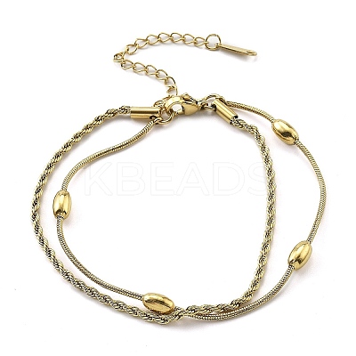 304 Stainless Steel Rope Chain Bracelets BJEW-R003-04G-01-1