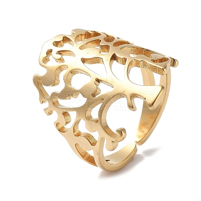 201 Stainless Steel Open Cuff Rings for Women LS-RJEW-M020-08G-1-1