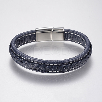 Braided Leather Cord Bracelets BJEW-H561-07E-1