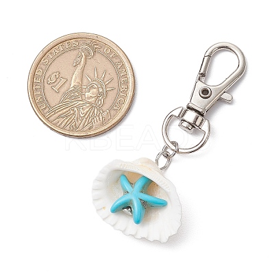 Synthetic Turquoise & Shell Pendant Decorations HJEW-JM03178-03-1