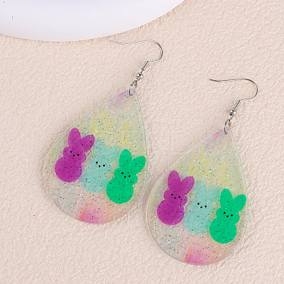 Easter Printed Acrylic Dangle Earrings FS-WGDC384-08-1