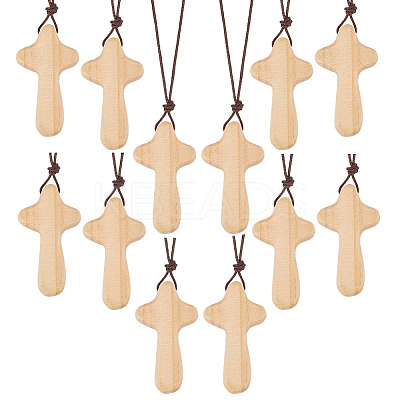 Wood Cross Pendant Decorations WOOD-WH0034-55B-1