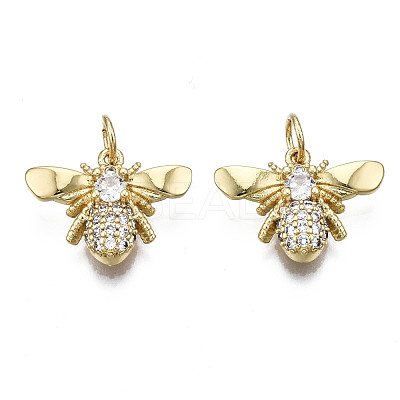 Brass Micro Pave Clear Cubic Zirconia Pendants KK-Q769-021-NF-1