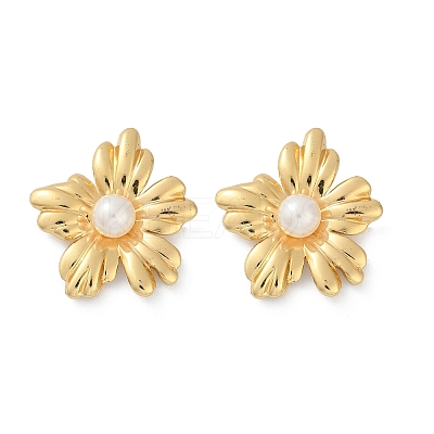 304 Stainless Steel ABS Plastic Pearl Stud Earrings for Women EJEW-U046-12A-G-1