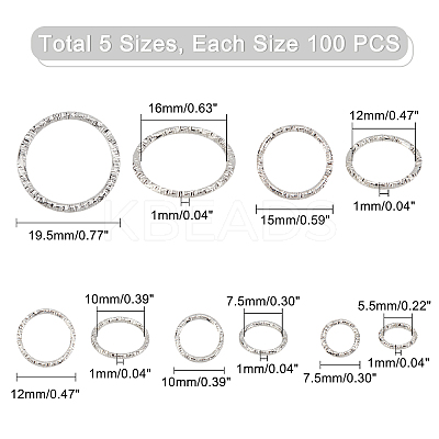 500Pcs 5 Style Iron Soldered Closed Jump Rings IFIN-PH0001-58-1
