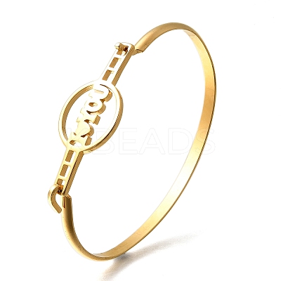 201 Stainless Steel Flat Round Link Bangles for Women LS-BJEW-R014-01G-04-1
