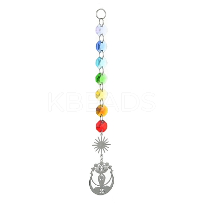 201 Stainless Steel Yoga with Lotus Pendant Decorations HJEW-JM01100-1