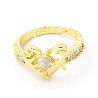Cubic Zirconia Heart Adjustable Ring KK-A180-30G-1