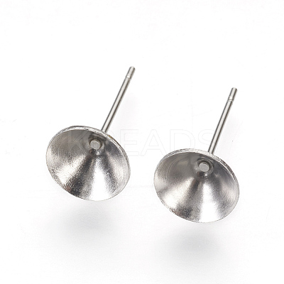 Non-Tarnish 304 Stainless Steel Post Stud Earring Settings STAS-E446-01E-P-1