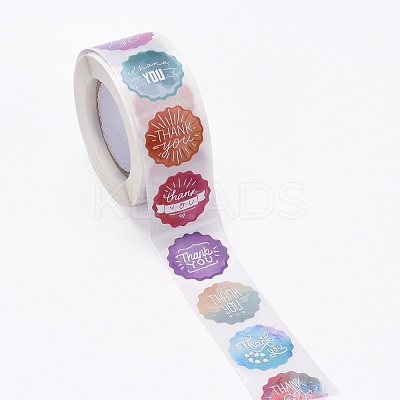 Flat Round Paper Thank You Stickers DIY-C042-15-1
