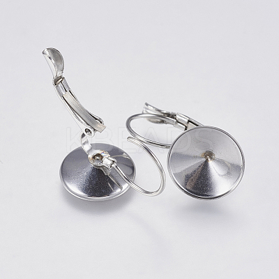 Tarnish Resistant 304 Stainless Steel Leverback Earring Settings STAS-F139-051P-12mm-1