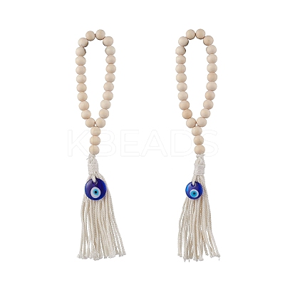 Wood Beads Hanging Ornaments HJEW-JM03312-01-1