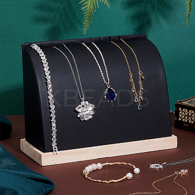 Wood Slant Back Necklaces Storage Rack NDIS-WH0001-16D-1