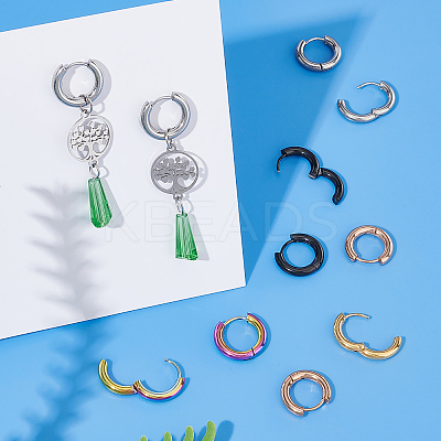 10Pair 5 Colors Ion Plating(IP) 304 Stainless Steel Chunky Huggie Hoop Earrings with 316 Surgical Stainless Steel Pin for Women EJEW-DC0001-16-1