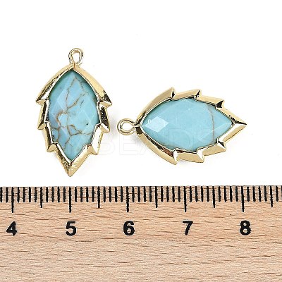 Synthetic Turquoise Faceted Leaf Pendants G-I375-04G-06-1