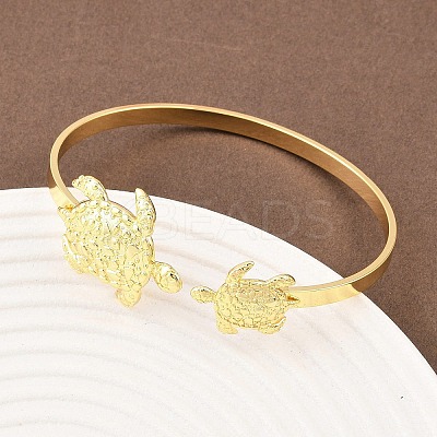 Marine Organism Brass Cuff Bangles for Women BJEW-D368-03J-G-1