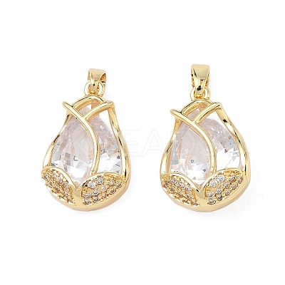 Brass Micro Pave Cubic Zirconia Pendants KK-L256-06G-1