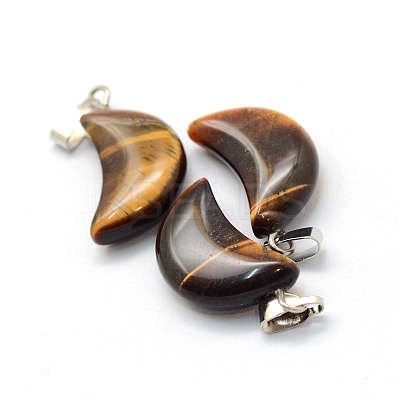 Moon Natural Tiger Eye Pendants G-Q369-07-1