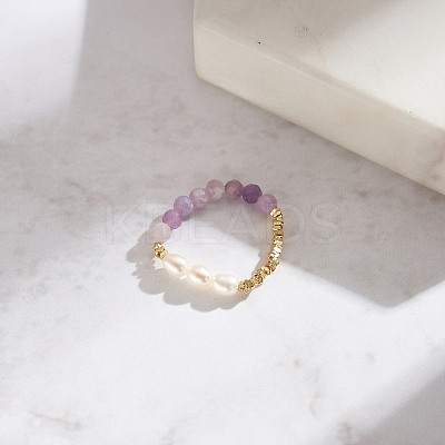 Natural Freshwater Pearl & 925 Sterling Silver Beaded Finger Rings for Women RJEW-G331-02G-1