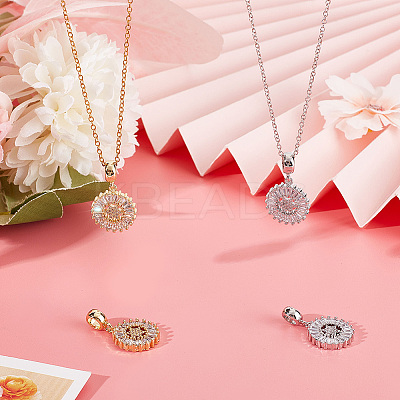 4Pcs 2 Colors Brass Pave Clear Cubic Zirconia European Dangle Charms OPDL-BBC0001-01-1