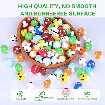 20Pcs Mushroom Silicone Focal Beads JX901E-1