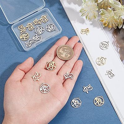 24Pcs 2 Style 201 Stainless Steel Pendants STAS-SC0003-58-1